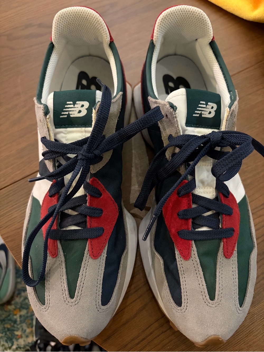 New Balance 327 Men’s Retro Runner Sneakers - Green/Red/Gray/Navy